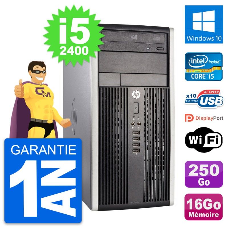 HP Compaq Pro 6300 CMT Intel i5-2400 16GB RAM 250GB HDD Windows 10 WiFi PC Tour