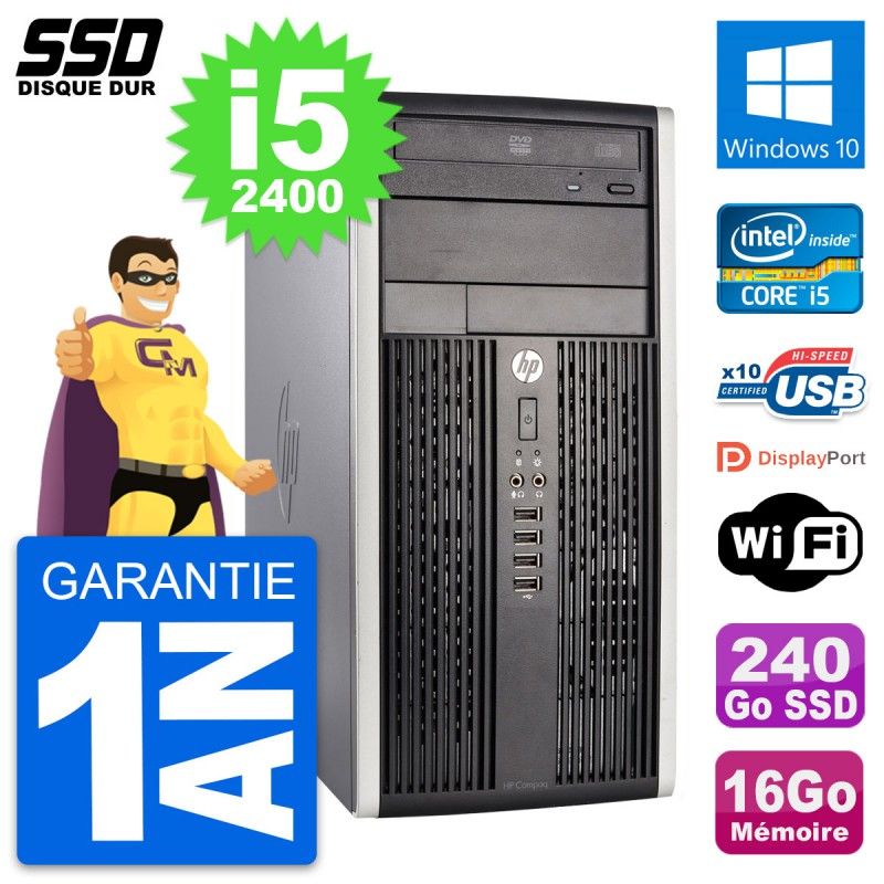 HP Compaq Pro 6300 CMT Intel i5-2400 16GB RAM 240GB SSD Windows 10 WiFi PC Tour