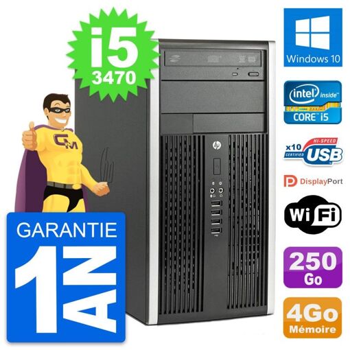 HP Compaq Pro 6300 CMT Intel i5-3470 4GB RAM 250GB HDD Windows 10 Wi-Fi Desktop PC