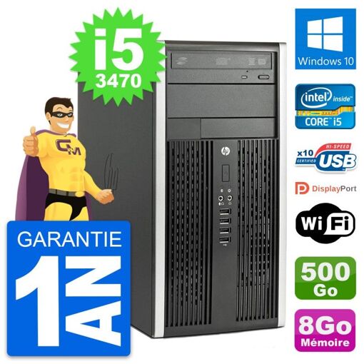 HP Compaq Pro 6300 CMT Desktop PC - Intel i5-3470, 8GB RAM, 500GB HDD, Windows 10, WiFi