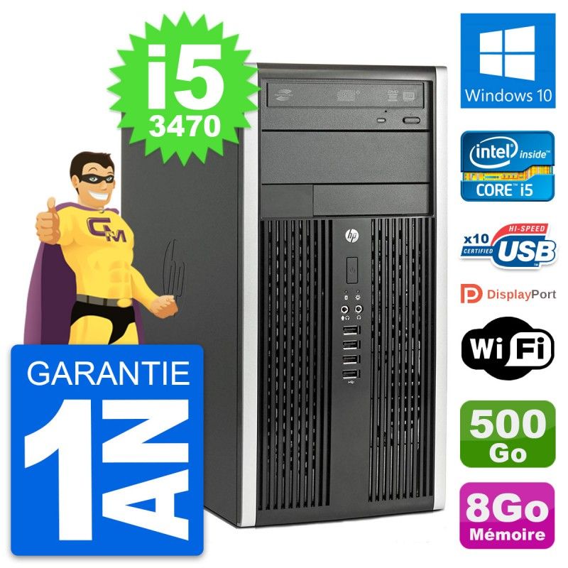 HP Compaq Pro 6300 CMT Desktop PC - Intel i5-3470, 8GB RAM, 500GB HDD, Windows 10, WiFi