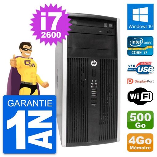HP Compaq Pro 6300 CMT Mini PC - Intel i7-2600, 4GB RAM, 500GB HDD, Windows 10, WiFi