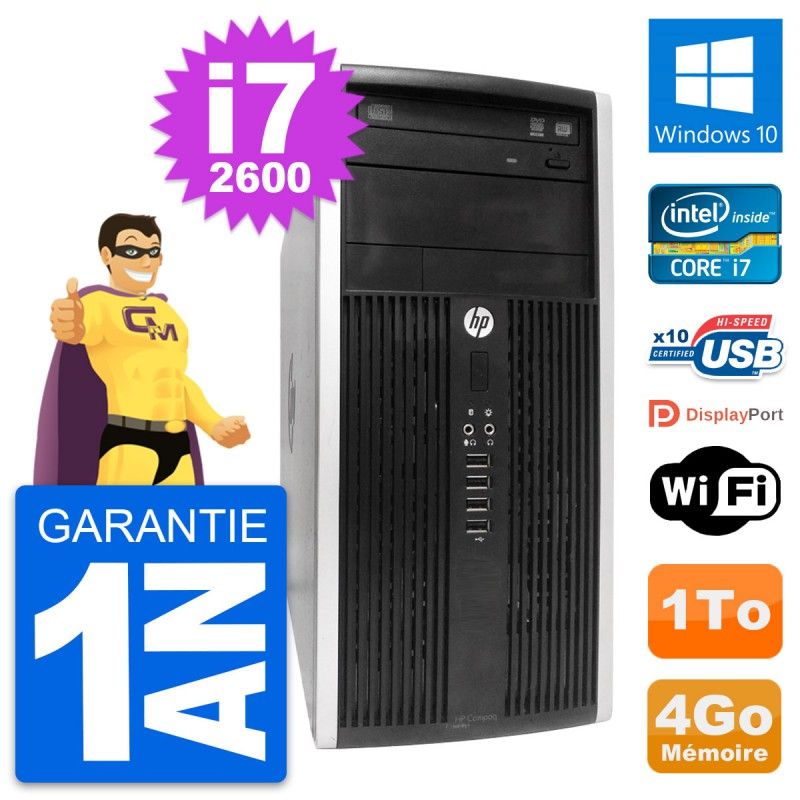 HP Compaq Pro 6300 Micro Tower PC - Intel i7-2600, 4GB RAM, 1TB HDD, Windows 10, WiFi