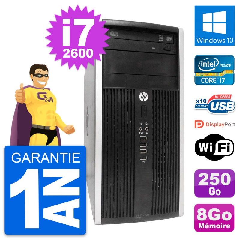 Computadora de escritorio HP Compaq Pro 6300 CMT Intel i7-2600 8GB RAM 250GB HDD Windows 10 WiFi