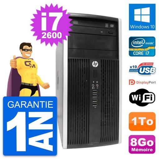 HP Compaq Pro 6300 Micro Tower - Intel Core i7-2600, 8GB RAM, 1TB HDD, Windows 10