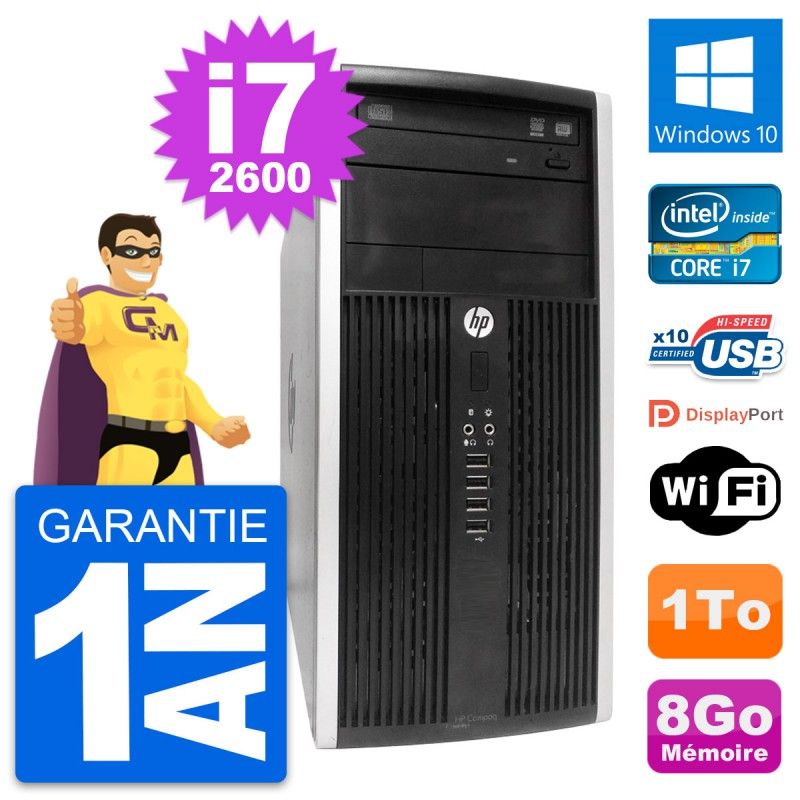 HP Compaq Pro 6300 Micro Tower - Intel Core i7-2600, 8GB RAM, 1TB HDD, Windows 10