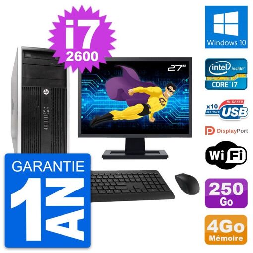HP Pro 6300 CMT 27-inch PC - i7, 4GB RAM, 250GB HDD, Windows 10, WiFi