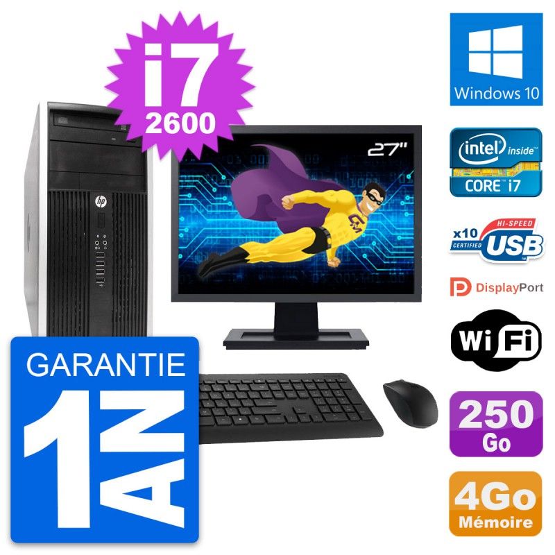 HP Pro 6300 CMT 27-inch PC - i7, 4GB RAM, 250GB HDD, Windows 10, WiFi