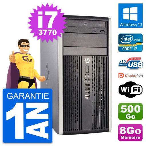HP Compaq Pro 6300 CMT Intel i7-3770 8GB RAM 500GB HDD Windows 10 WiFi Desktop Computer