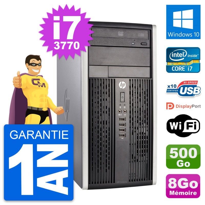 HP Compaq Pro 6300 CMT Intel i7-3770 8GB RAM 500GB HDD Windows 10 WiFi Desktop Computer