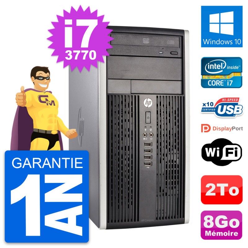 HP Compaq Pro 6300 CMT Intel i7-3770 8GB RAM 2TB HDD Windows 10 Wi-Fi