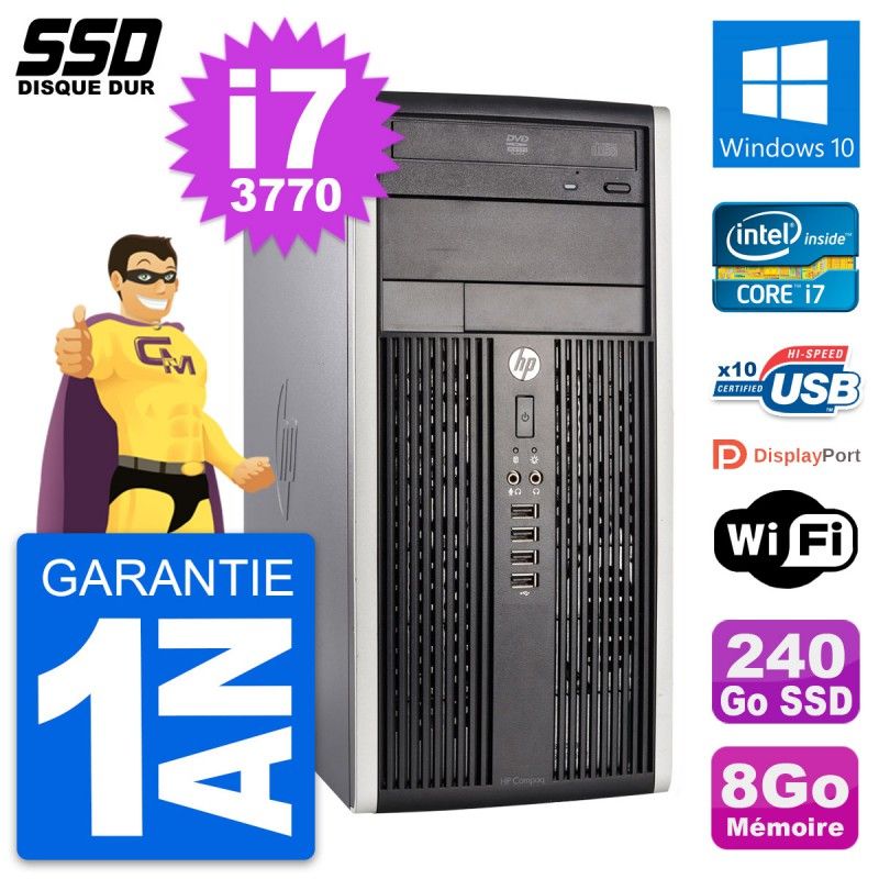 HP Compaq Pro 6300 CMT Intel i7-3770 8GB RAM 240GB SSD Windows 10 WiFi Desktop Computer