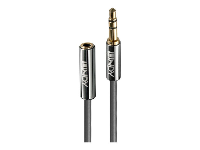 Cable de extensión de audio Lindy Cromo Line - 3 m, 3.5 mm estéreo macho a hembra - Carbón redondo