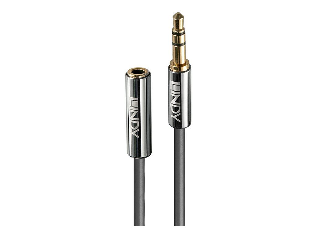 Câble d'extension audio Lindy Cromo Line - 3,5 mm stéréo mâle vers femelle - 50 cm - Anthracite
