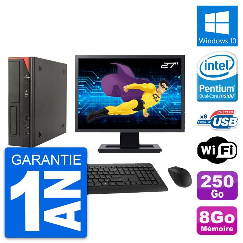 Fujitsu E520 DT 27-Inch Desktop PC - Intel G3220, 8GB RAM, 250GB HDD, Windows 10, WiFi