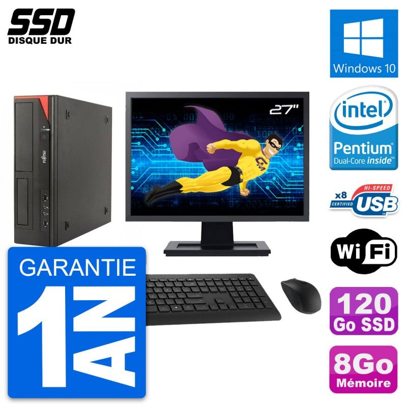 Fujitsu E520 E85+ DT 27-inch PC - Intel G3220, 8GB RAM, 120GB SSD, Windows 10, WiFi