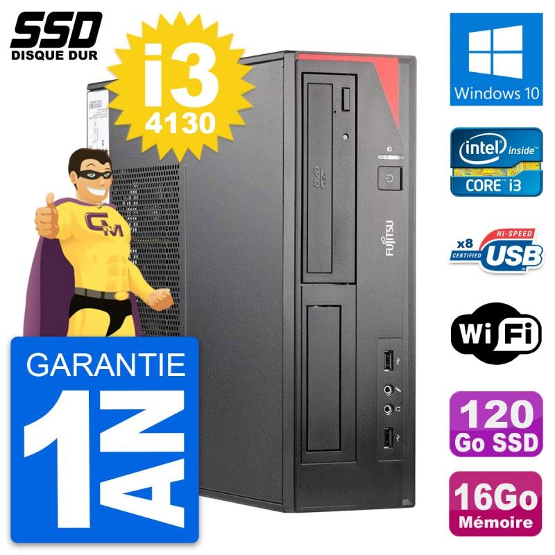 Fujitsu Esprimo E520 E85+ DT Desktop PC - Intel i3-4130, 16GB RAM, 120GB SSD, Windows 10, WiFi