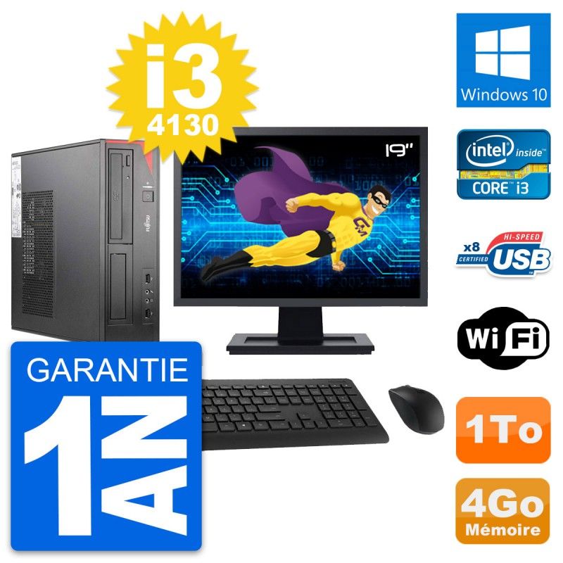 Fujitsu E520 DT 19-inch PC - Intel i3-4130, 4GB RAM, 1TB HDD, Windows 10, WiFi