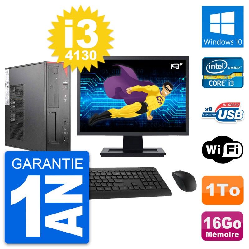 Fujitsu E520 DT 19-Inch PC - Intel i3, 16GB RAM, 1TB HDD, Windows 10, WiFi