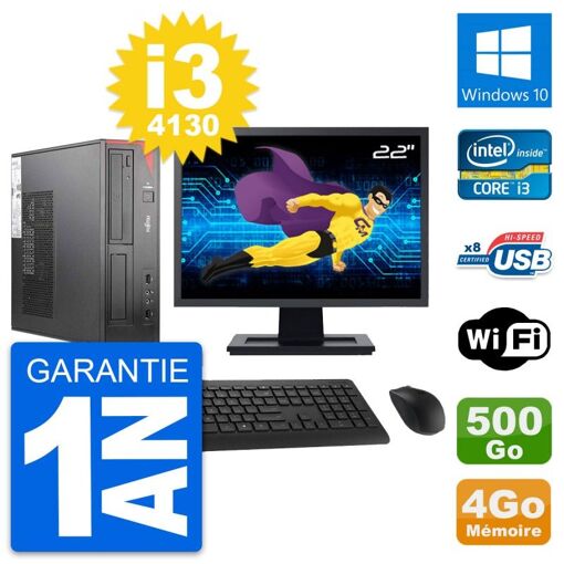 Fujitsu E520 DT 22-inch Computer - Intel i3-4130, 4GB RAM, 500GB HDD, Windows 10, WiFi