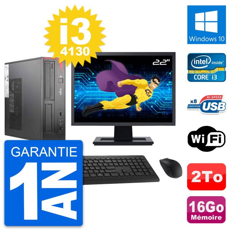 Fujitsu E520 DT 22-Inch Desktop PC - Intel i3-4130, 16GB RAM, 2TB HDD, Windows 10, WiFi