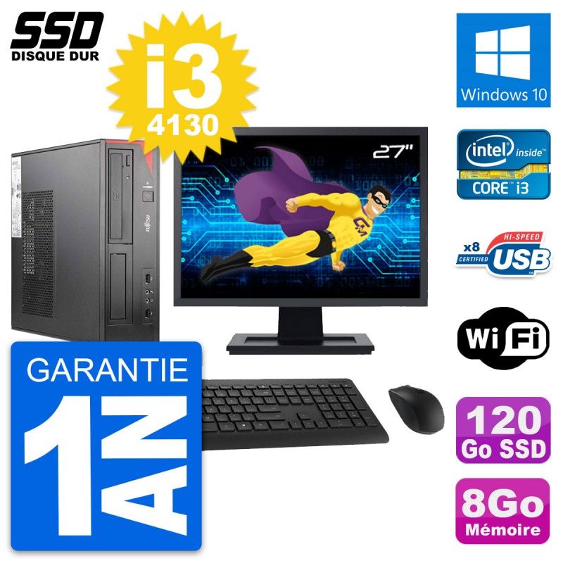 Fujitsu E520 DT 27-inch PC - Intel i3, 8GB RAM, 120GB SSD