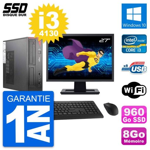 PC de escritorio Fujitsu E520 DT de 27 pulgadas - Intel i3, 8 GB de RAM, 960 GB SSD, Windows 10, WiFi