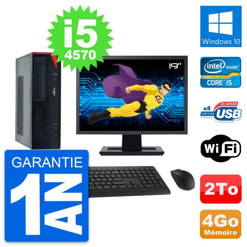 Fujitsu E520 DT 19-inch Computer - Intel i5, 4GB RAM, 2TB HDD, Windows 10, WiFi