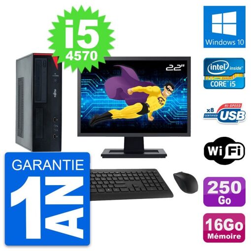 Fujitsu E520 DT 22-Inch PC - Intel i5, 16GB RAM, 250GB HDD, Windows 10, Wifi