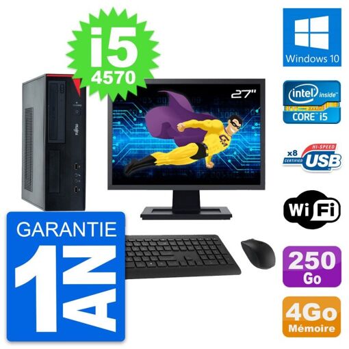 Fujitsu E520 DT 27" Display, Intel i5-4570, 4GB RAM, 250GB HDD, Windows 10, WiFi