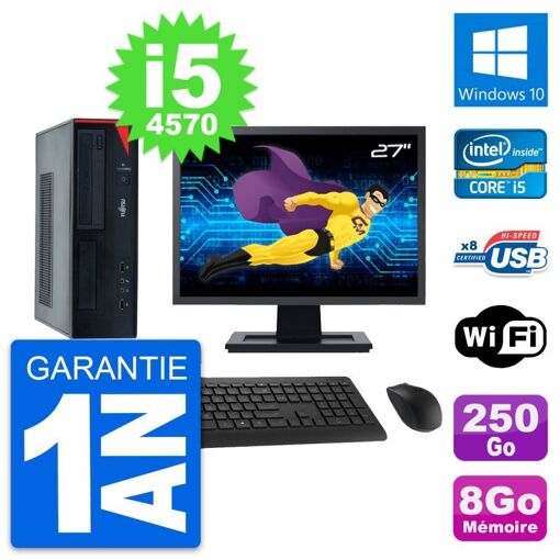 Fujitsu E520 DT 27" Display, Intel i5-4570, 8GB RAM, 250GB HDD, Windows 10, WiFi