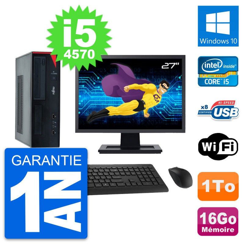 Fujitsu E520 DT 27-Inch PC - Intel i5, 16GB RAM, 1TB HDD, Windows 10