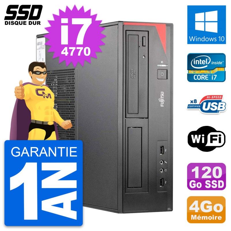 Fujitsu Esprimo E520 E85+ DT Desktop PC - Intel i7-4770, 4GB RAM, 120GB SSD, Windows 10, Wifi