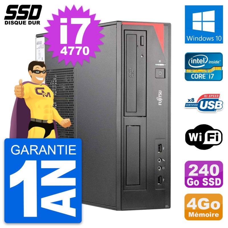 Fujitsu Esprimo E520 E85+ DT Desktop Computer - Intel i7-4770, 4GB RAM, 240GB SSD, Windows 10