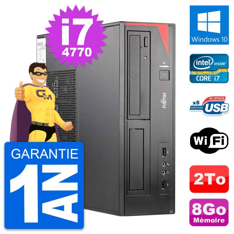 Fujitsu Esprimo E520 DT Desktop PC - Intel i7-4770, 8GB RAM, 2TB HDD, Windows 10, WiFi