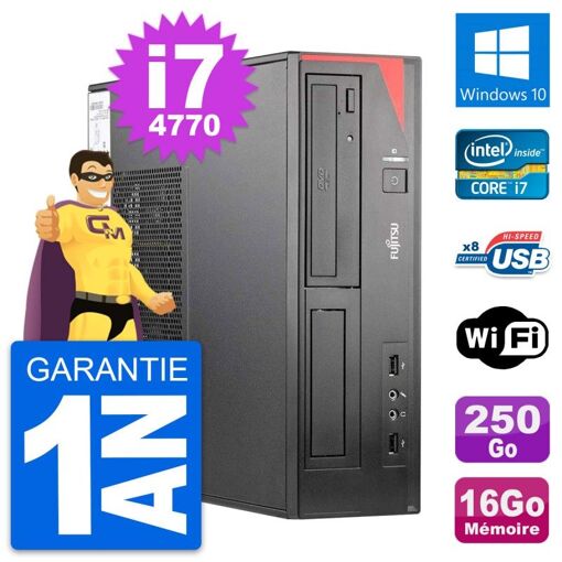 Fujitsu Esprimo E520 DT Desktop PC - Intel i7-4770, 16GB RAM, 250GB SSD, Windows 10, WiFi