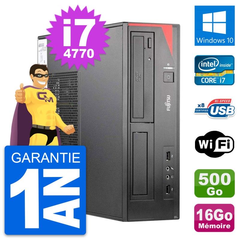 Fujitsu Esprimo E520 DT Desktop Computer - Intel i7-4770, 16GB RAM, 500GB HDD, Windows 10, WiFi