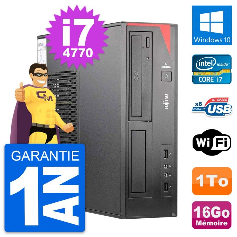 Fujitsu Esprimo E520 DT Desktop Computer - Intel i7-4770, 16GB RAM, 1TB HDD, Windows 10, WiFi