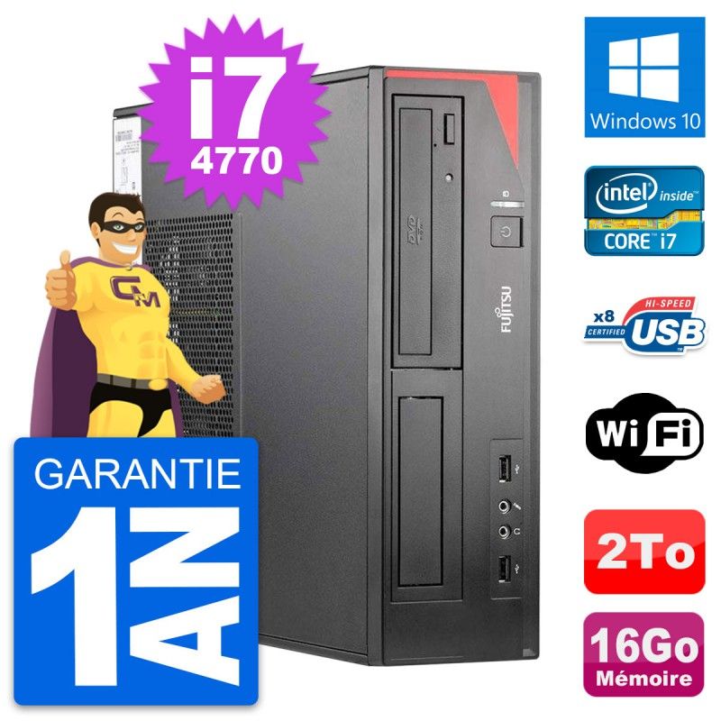 Fujitsu Esprimo E520 DT Desktop PC - Intel i7-4770, 16GB RAM, 2TB HDD, Windows 10, WiFi