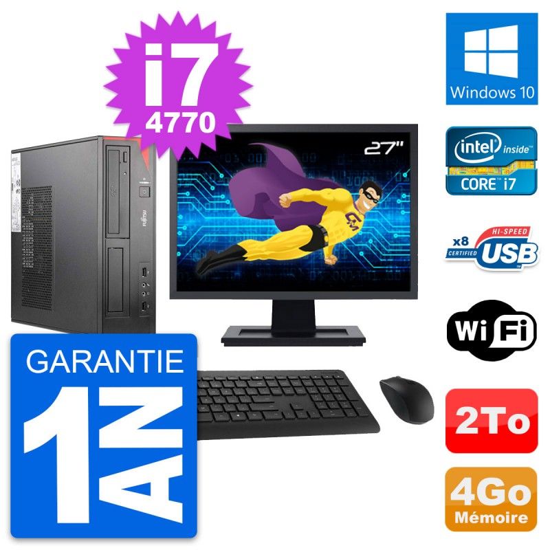 Fujitsu E520 DT 27-Inch PC (Intel i7, 4GB RAM, 2TB HDD, Windows 10)