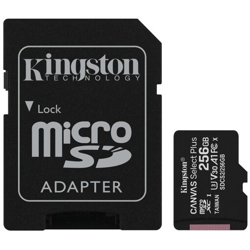 Kingston Technology Canvas Select 256GB microSDXC A1 Class 10 Card + Adapter