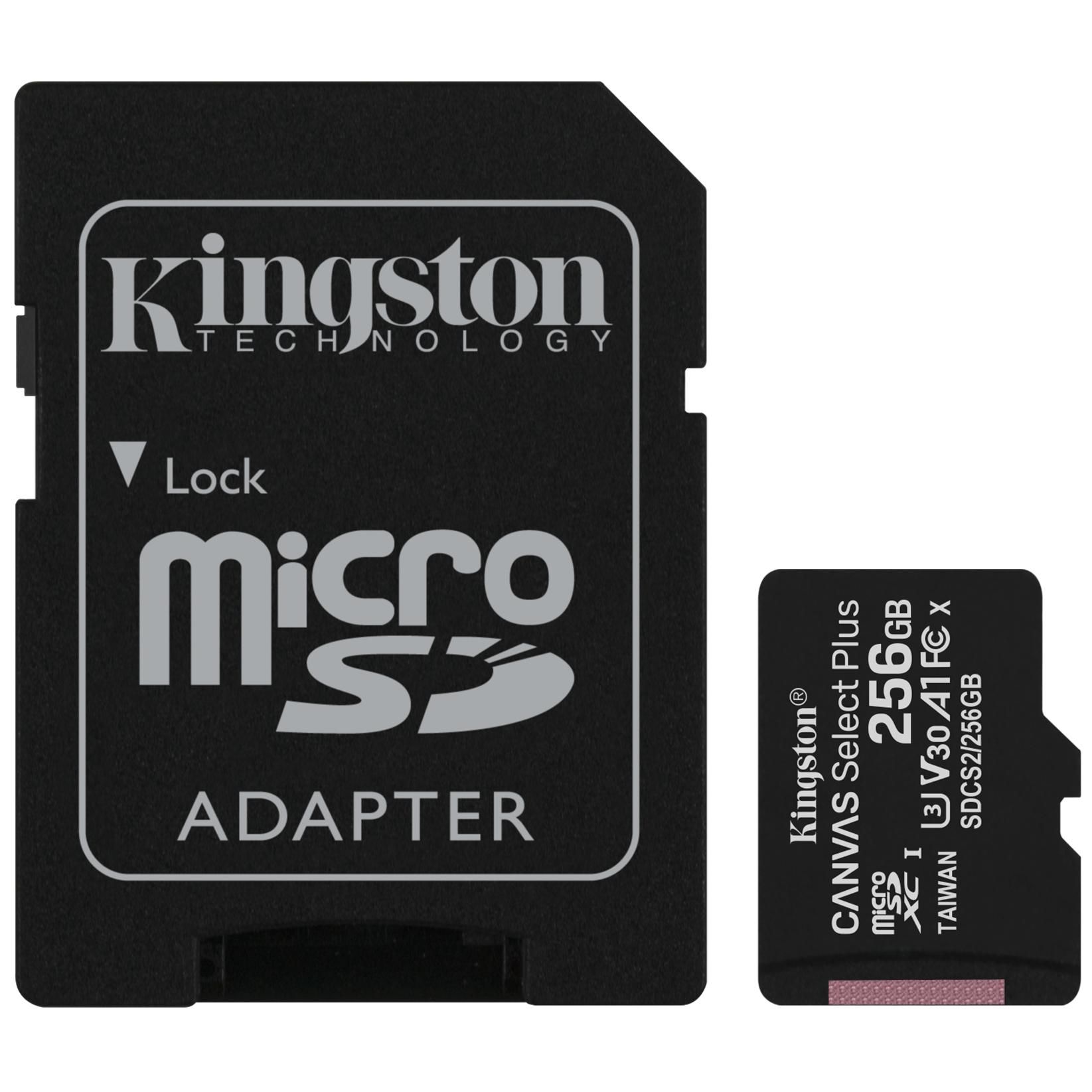 Kingston Technology Canvas Select Carte micSDXC Plus 100R A1 C10 de 256 Go + ADP