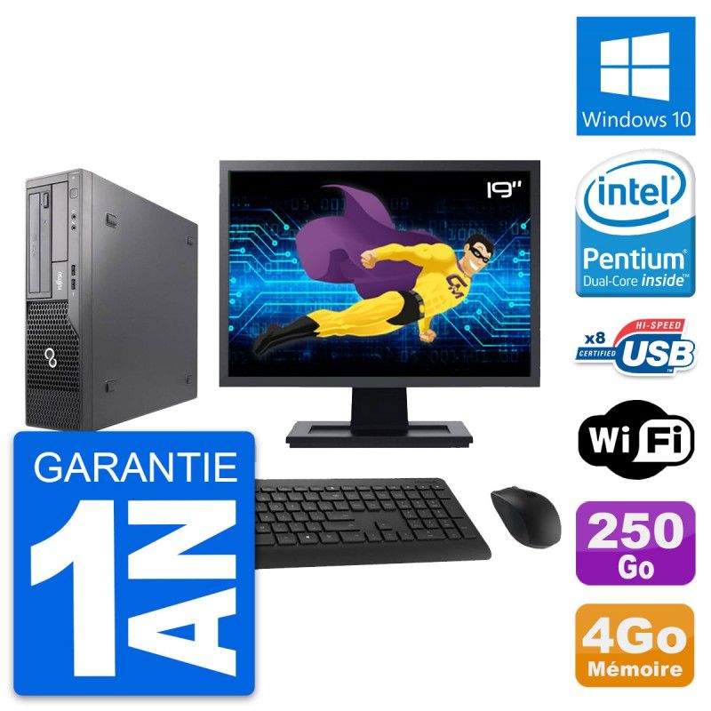 Fujitsu E500 DT 19-Inch Screen, Intel G630 Processor, 4GB RAM, 250GB HDD, Windows 10, WiFi