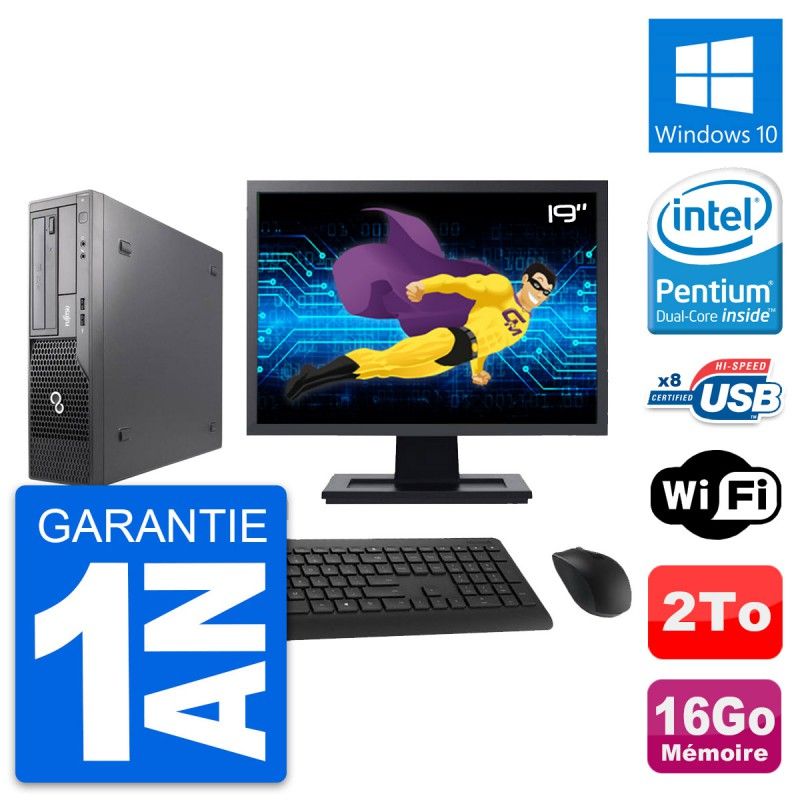 Fujitsu E500 DT 19-Inch PC - Intel G630, 16GB RAM, 2TB HDD, Windows 10, WiFi