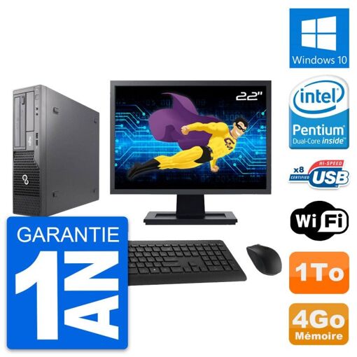 Fujitsu E500 DT 22-inch PC - Intel G630, 4GB RAM, 1TB HDD, Windows 10, WiFi