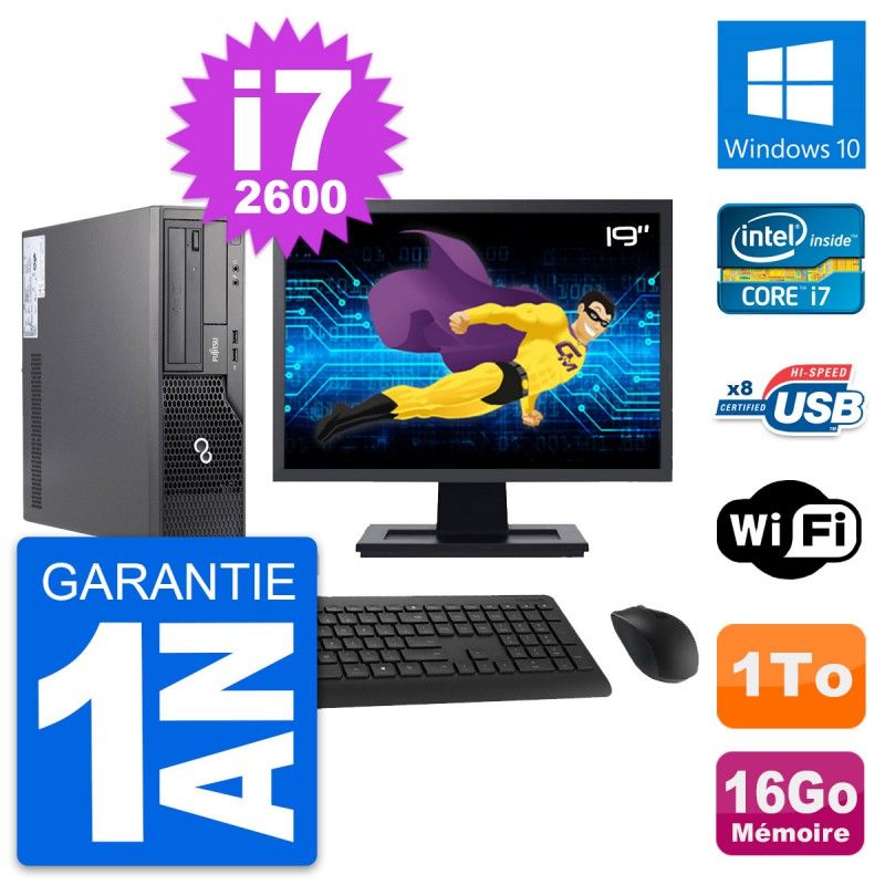Fujitsu E500 DT 19-Inch PC - Intel i7, 16GB RAM, 1TB HDD, Windows 10