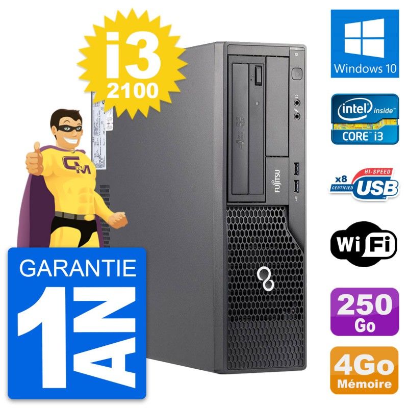 Fujitsu Esprimo E500 DT Desktop PC - Intel Core i3-2100, 4GB RAM, 250GB HDD, Windows 10, WiFi