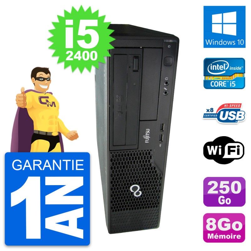 Fujitsu Esprimo E500 DT Desktop PC - Intel i5-2400, 8GB RAM, 250GB HDD, Windows 10, WiFi