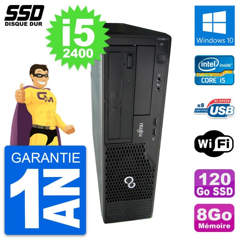Fujitsu Esprimo E500 E85+ DT Desktop PC - Intel i5-2400, 8GB RAM, 120GB SSD, Windows 10, Wifi