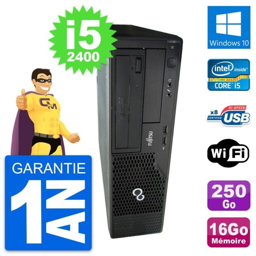 PC de escritorio Fujitsu Esprimo E500 DT - Procesador Intel i5-2400, 16GB de RAM, disco SSD de 250GB, Windows 10, WiFi